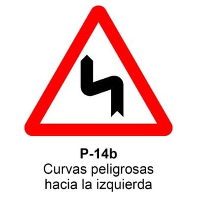 Señal Aluminio MOPU P14B Curvas peligrosas hacia la izquierda - Dorso abierto 1 Señal Aluminio MOPU P14B Curvas peligrosas hacia la izquierda - Dorso abierto