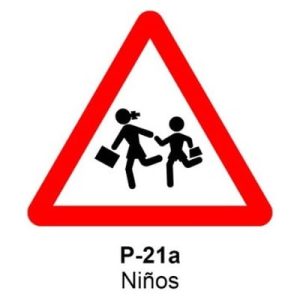 Señal Aluminio MOPU P21A Niños - Dorso abierto