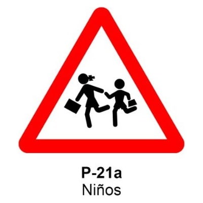 Señal Aluminio MOPU P21A Niños - Dorso cerrado 2 Señal Aluminio MOPU P21A Niños - Dorso cerrado