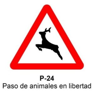 Señal Aluminio MOPU P24 Paso de animales en libertad - Dorso abierto