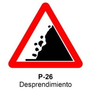 Señal Aluminio MOPU P26 Desprendimiento - Dorso abierto