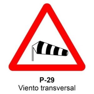 Señal Aluminio MOPU P29 Viento transversal - Dorso cerrado