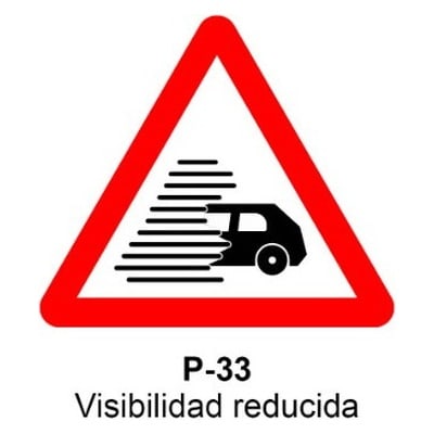 Señal Aluminio MOPU P33 Visibilidad reducida - Dorso cerrado 2 Señal Aluminio MOPU P33 Visibilidad reducida - Dorso cerrado