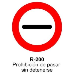 Señal Aluminio MOPU R200 Prohibición de pasar sin detenerse - Dorso abierto
