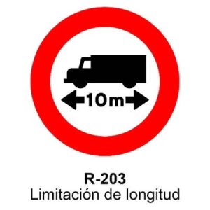 Señal Aluminio MOPU R203 Limitación de longitud - Dorso cerrado