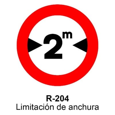Señal Aluminio MOPU R204 Limitación de anchura - Dorso abierto 2 Señal Aluminio MOPU R204 Limitación de anchura - Dorso abierto
