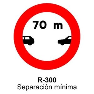 Señal Aluminio MOPU R300 Separación mínima - Dorso abierto