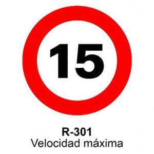 Señal Aluminio MOPU R301 Velocidad máxima 15 km/h - Dorso abierto