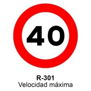 Señal Aluminio MOPU R301 Velocidad máxima 40 km/h - Dorso abierto