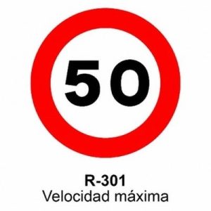 Señal Aluminio MOPU R301 Velocidad máxima 50 km/h - Dorso cerrado