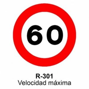 Señal Aluminio MOPU R301 Velocidad máxima 60 km/h - Dorso cerrado