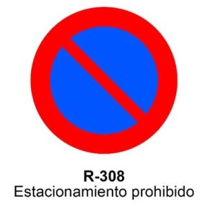 Señal Aluminio MOPU R308 Estacionamiento prohibido - Dorso abierto