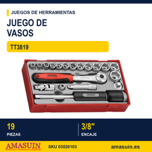TT3819 19PC 3/8""""DR.MM SKT SET TC-TRAY" TT3819 19PC 38""""DRMM SKT SET TC-TRAY"