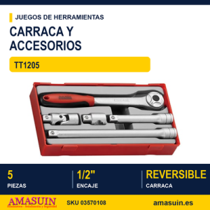 Juego de carraca y accesorios 1/2" TT1205 - 5 Piezas