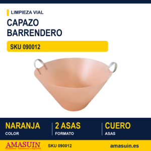 Capazo Barrendero Naranja 2 Asas de Cuero