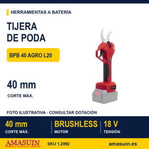 TIJERA DE PODA BRUSHLESS BPB 40 AGRO L20