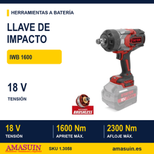 LLAVE DE IMPACTO BRUSHLESS A BATERÍA IWB 1600
