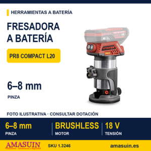 FRESADORA COMPACTA A BATERÍA PR8 COMPACT L20