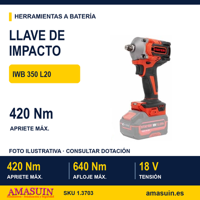 LLAVE DE IMPACTO 1/2" 18V IWB 350 L20 1 LLAVE DE IMPACTO 1/2" 18V IWB 350 L20