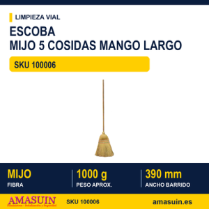 Escoba MIJO 5 COSIDAS Mango Largo