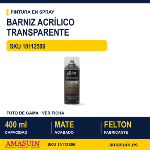 Barniz Transparente Mate Acrílico Spray 400ml.