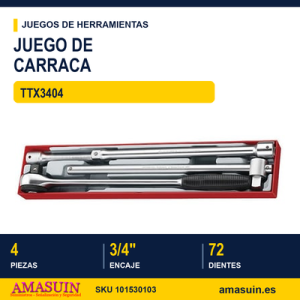 Juego de carraca de 3/4" con alargadera TTX3404 - 4 Piezas