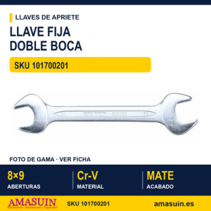 Llave Fija de Doble Boca 8x9 mm