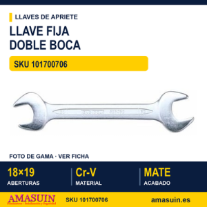 Llave Fija de Doble Boca 18x19 mm