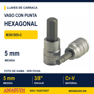 Llave de vaso con punta hexagonal S2 3/8” - M381505-C - 5MM
