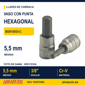 Llave de vaso con punta hexagonal S2 3/8” - M3815055-C - 5,5MM