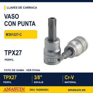 Llave de Vaso con punta hexagonal 3/8” M381227-C - TPX27