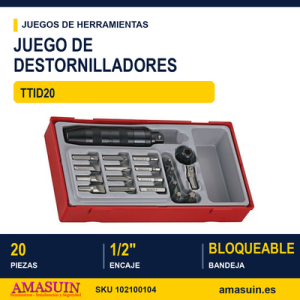 Juego de Destornilladores de Impacto TTID20 - 1/2" 20 piezas