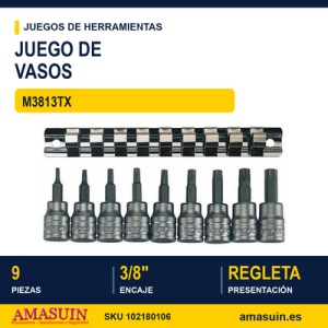 Juegos de Vasos TX 3/8" M3813TX - 9 piezas