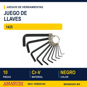 Juego de Llaves Allen Hexagonales Macho 1425 - 10 piezas