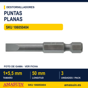 Puntas Planas Largas Hexagonales FL5010A03 - 1x5,5 mm