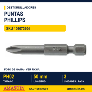 Puntas Largas Phillips PH2 PH5000203 - Pack 3
