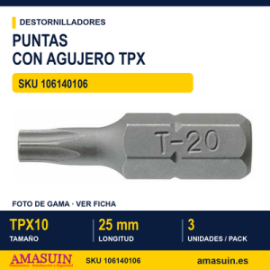 Puntas TPX con Agujero TPX2501003 - TPX10 - Pack 3