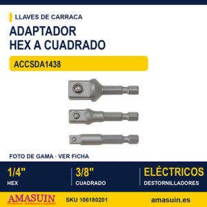 Adaptador 1/4" HEX a Cuadrado 3/8" ACCSDA1438