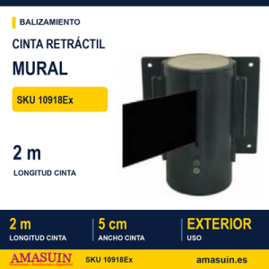 Cinta Retráctil Negra 2m Mural Negro.
