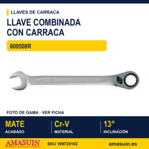 Llave Combinada con Carraca Reversible 8mm - 600508R