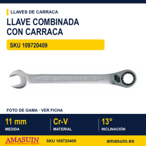 Llave Combinada con Carraca Reversible 11mm - 600511R