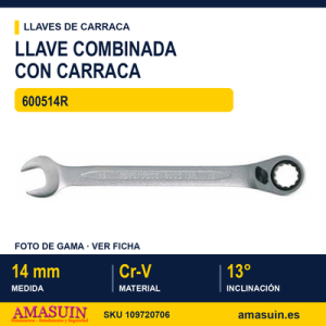 Llave Combinada con Carraca Reversible 14mm - 600514R