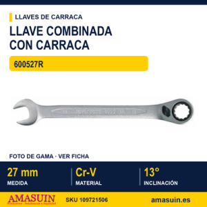 Llave Combinada con Carraca Reversible 27mm - 600527R