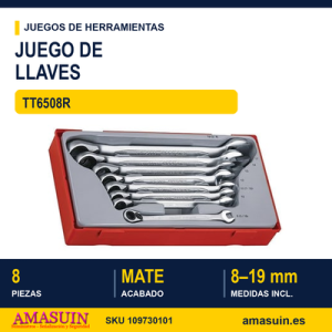 Juego de Llaves Combinadas con Carraca TT6508R - 8 piezas