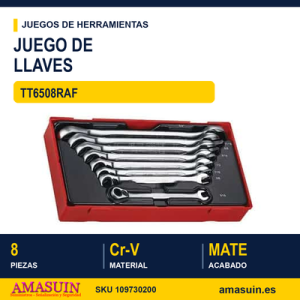 Juego de Llaves Combinadas con Carraca TT6508RAF - 8 piezas