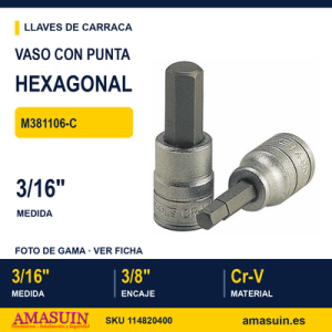 Llave de Vaso con punta hexagonal 3/8” M381106-C - 316"