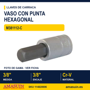 Vaso punta hexagonal 3/8" - 3/8" M381112-C