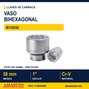 Llave de Vaso Bihexagonal 1” M110558 - 58MM