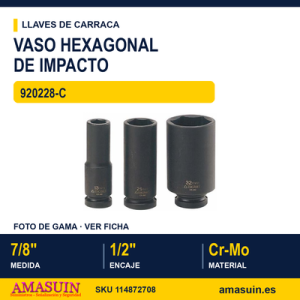 Vaso de Impacto Hexagonal Largo 1/2" - 920228-C