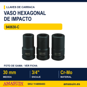 Vaso de Impacto Hexagonal Largo ¾” 940630-C - 30 mm